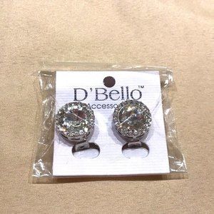 D’Bello Faux Diamond Stud Clip-on Earrings Silver